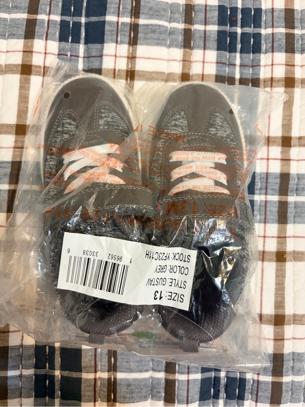 Carters Kids Gray Athletic Sneakers with White Stripes
